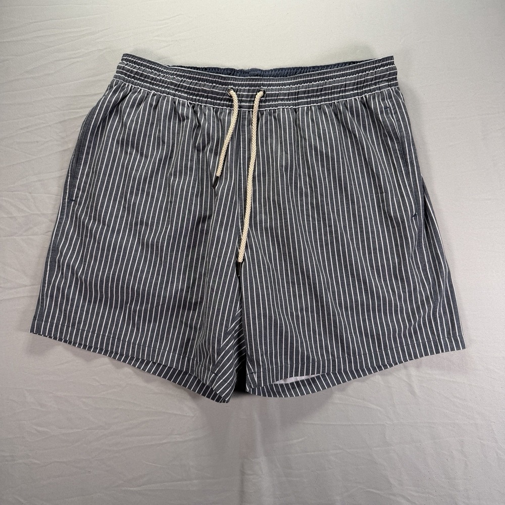 Fair Harbor Shorts Mens 2XL Blue White Striped Hickory Drawstring Elastic Waist